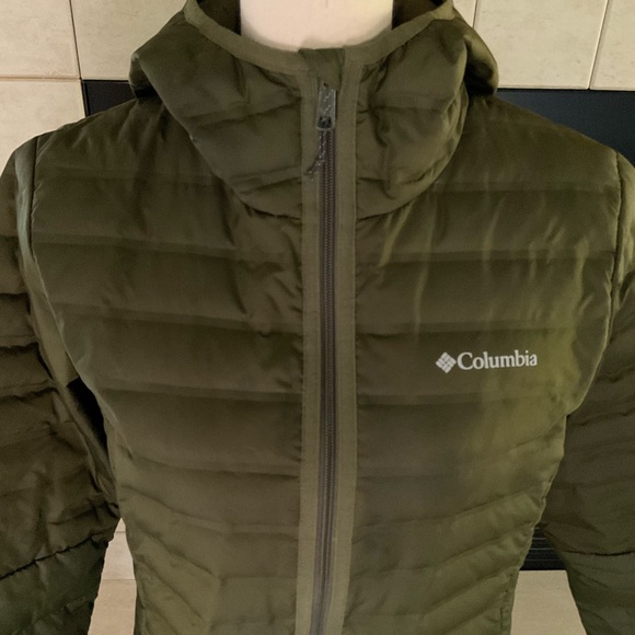 Columbia McKay Lake Long Scuba Hooded, Down Olive Green Jacket, Women’s Sz M - Picture 2 of 14